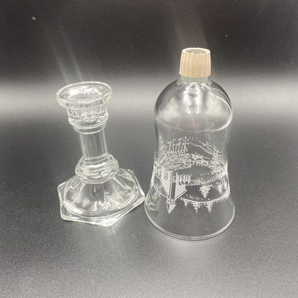 Vintage Home Interiors Candle Holder With Votive Cup Etched Christmas - Picture 4 of 4